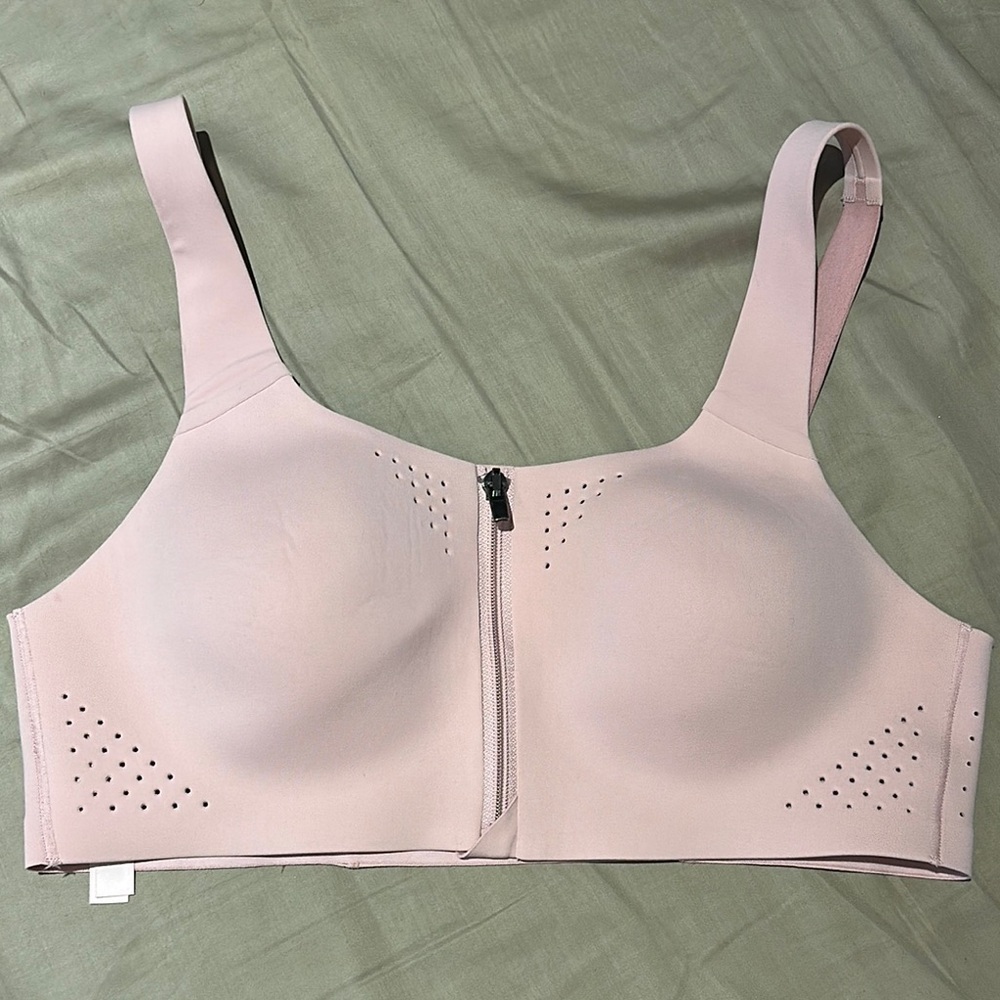 Victorias Secret Seamless Light Pink Zip-Front Sports Bra 36B high impact EUC